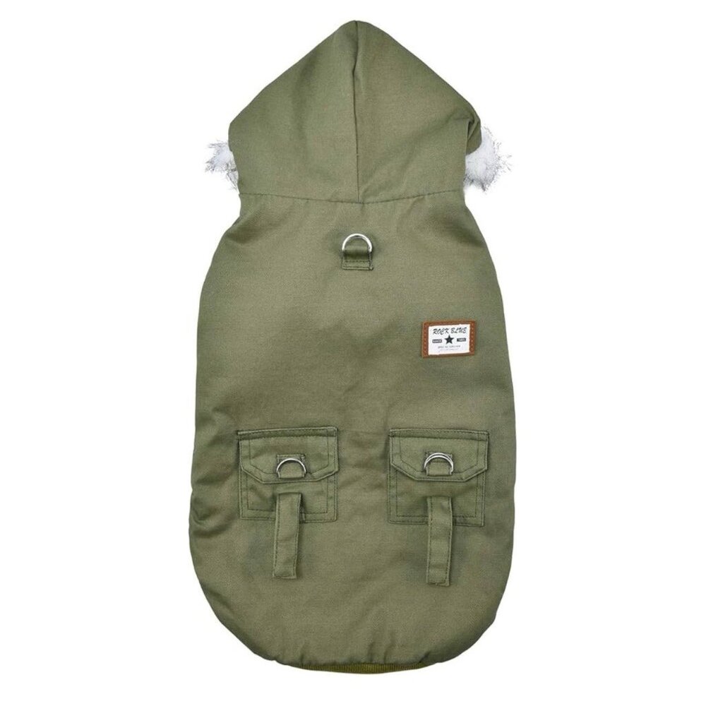 WINDPROOF DOG WINTER COAT HOODED TRENCH COAT DOG JACKET WARM DOG VEST 13-20 LBS